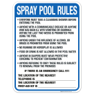Washington Spray Pool Rules Sign, Complies With State Of Washington Pool Safety Code