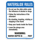 Wisconsin Waterslide Rules Sign, Complies With State Of Wisconsin Pool Safety Code