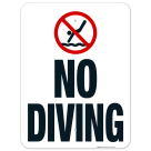 Idaho No Diving Vertical Sign, Complies With State Of Idaho Pool Safety Code