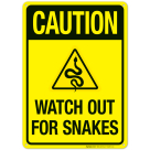 Caution Watch Out For Snakes Sign, (SI-62374)