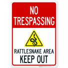 No Trespassing Rattlesnake Area Keep Out Sign
