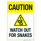 Caution Watch Out For Snakes Sign