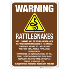Rattlesnakes May Be Found In This Area Be Alert Where You Place Your Hands And Feet Sign