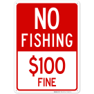 No Fishing $100 Fine Sign