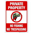 Private Property No Trespassing No Fishing Sign