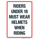 Riders Under 18 Must Wear Helmets When Riding Sign