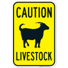 Caution Livestock With Goat Symbol Sign