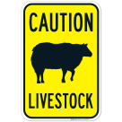 Caution Livestock With Sheep Symbol Sign