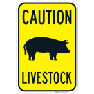 Caution Livestock With Pig Silo Symbol Sign