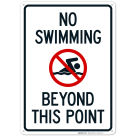 No Swimming Beyond This Point With Graphic Sign