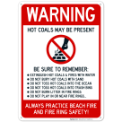 Warning Hot Coals May Be Present Be Sure To Remember Sign