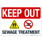Keep Out Sewage Treatment With Graphics Sign