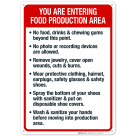 You Are Entering Food Production Area With Kitchen Safety Rules Sign