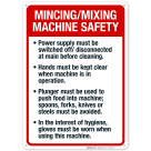 MincingMixing Machine Safety Guidelines Sign