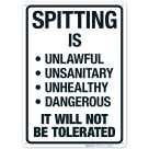 Spitting Is Unlawful Unsanitary Unhealthy Dangerous Sign