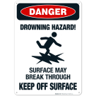 Drowning Hazard Surface May Break Through Keep Off Surface Sign