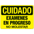 Testing In Progress Do Not Disturb Spanish Sign