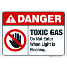 Toxic Gas Do Not Enter When Light Is Flashing With Prohibited Symbol Sign