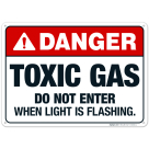 Toxic Gas Do Not Enter When Light Is Flashing Sign