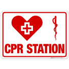 CPR Station with Heart and Caduceus Snake Medical Graphic Sign