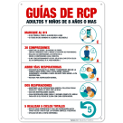 CPR Guidelines Adults And Children 8 Plus Years Dial 911 30 Compressions Open Airway Spanish Sign