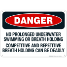 No Prolonged Underwater Swimming Competitive and Repetitive Breath Holding Sign