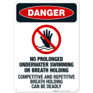 No Prolonged Underwater Swimming or Breath Holding Competitive and Repetitive Sign