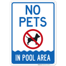 No Pets In Pools Area With Dog Graphic Sign
