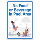 No Food Or Beverage in Pool Area With Graphic Sign