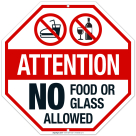 No Food Or Glass Allowed Sign