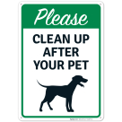 Please Clean Up After Your Pet With Puppy Running Graphic Sign