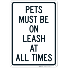 Pets Must Be On Leash At All Times Sign