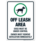 Off Leash Area Dogs Must Be Under Control With Green Circle Symbol