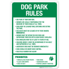 Dog Park Rules With Prohibited Rules Sign