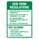 Dog Waste Must Be Collected Immediately Owner Must Be In Park No Children Under 13 Sign