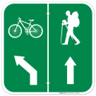 Cycle Symbol With Arrow Tilting Left Hiker Symbol With Arrow Pointing Straight Up Sign
