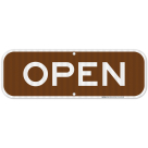 Open Brown Background Sign