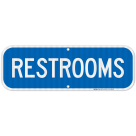 Restrooms Blue Sign