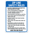 Zip Line Safety Rules Sign