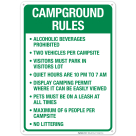 Campground Rules In Green Sign
