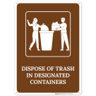 Dispose Of Trash In Designated Containers With Graphic Sign