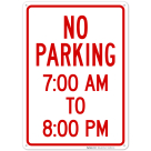 No Parking 7:00 Pm To 8:00 Pm Sign