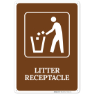 Litter Receptaclewith Graphic Sign