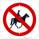 No Horseback Riding Symbol With Prohibited Symbol Sign