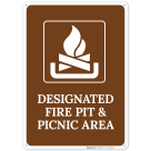 Designated Fire Pit And Picnic Area With Graphic Sign