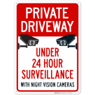 Under 24 Hour Video Surveillance By Night Vision Cameras With Graphic Sign