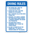 Diving Rules The Diving Well Must Be Clear Before Diving Sign