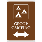 Group Camping With Bidirectional Arrow And Graphic Sign