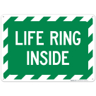 Life Ring Inside Striped Border Sign