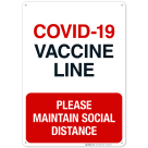 Covid-19 Vaccine Line Sign, Covid Vaccine Sign